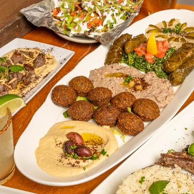 Mezza Platter served with various other dishes.