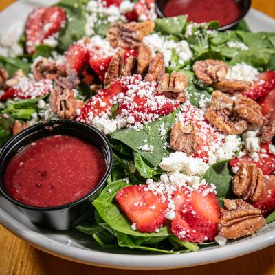 Strawberry salad, closeup.