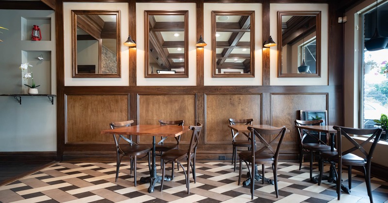 Interior space, tables and chairs