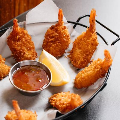 Fried coconut shrimp.