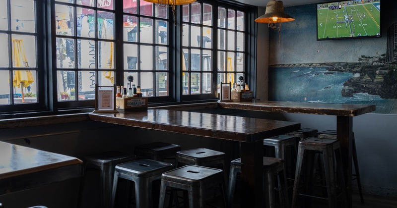 Interior, seating area near the windows