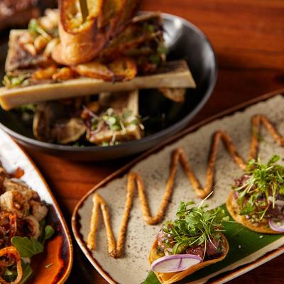 Assorted food on the table.
