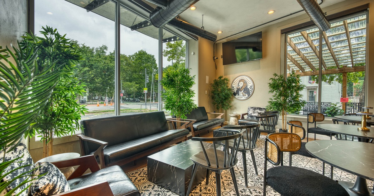Interior, tables and chairs ready for guests