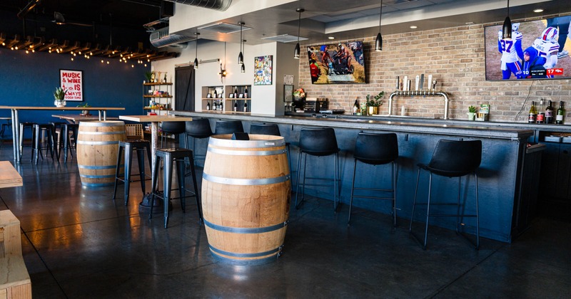 Seating area and bar