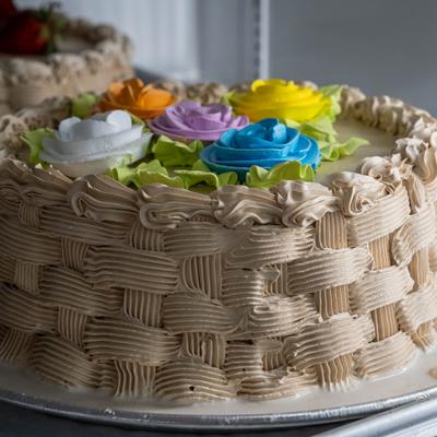 Flower basket shaped cake.