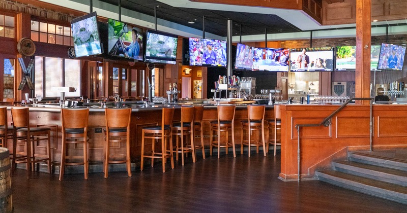 Interior, bar area with TV screens