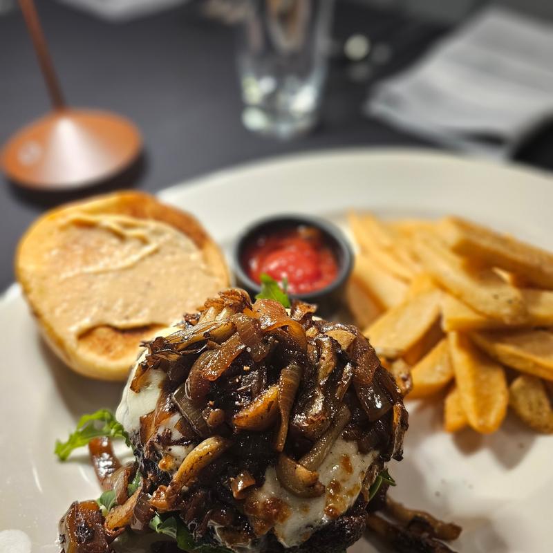 menu item 22 of 27, Mushroom & Onion Burger