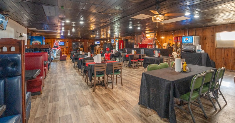 Interior, wide view of dining area