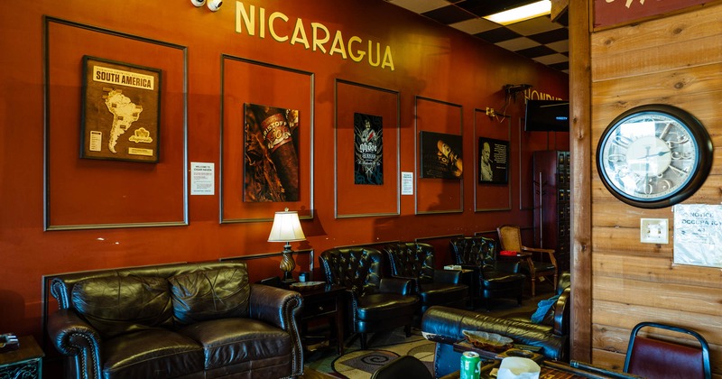 Interior, leather sofa seating