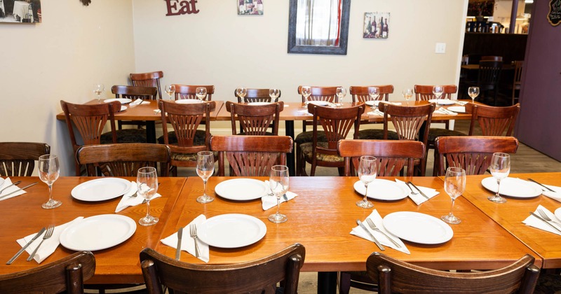 Interior, tables ready for guests