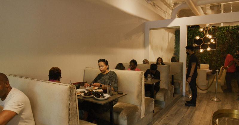 Interior, tables with guests