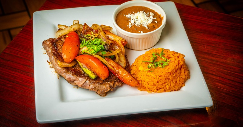 Carne Asada with rice and beans
