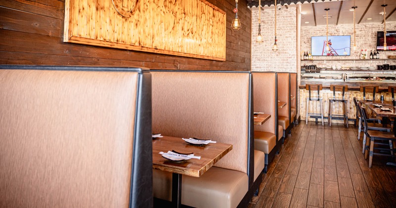 Interior, restaurant booths