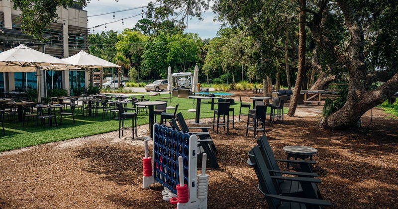Exterior, garden area with tables and chairs