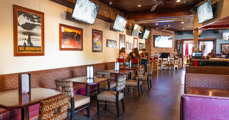 Interior dining area, TVs on the walls