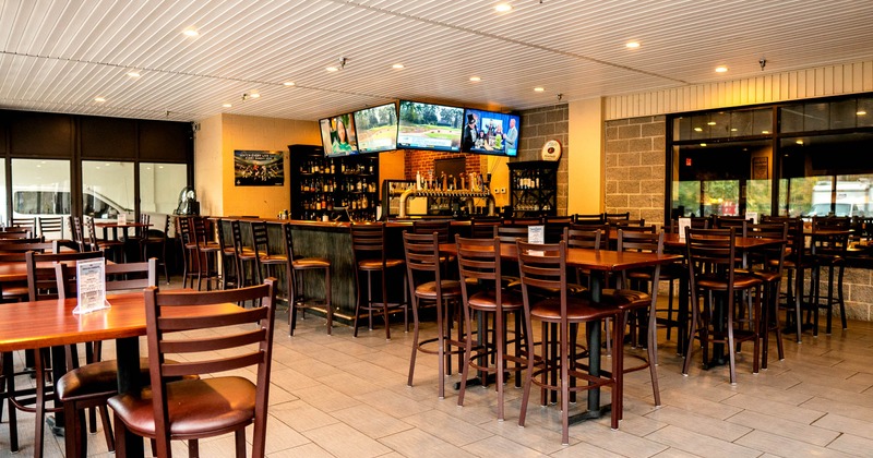 Interior, bar, tables and chairs