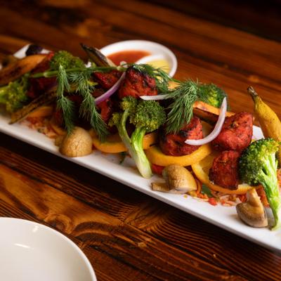 Vegetable tikka masala plate.