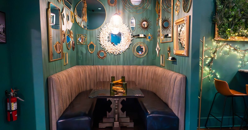 Interior, dining booth, wall decoration