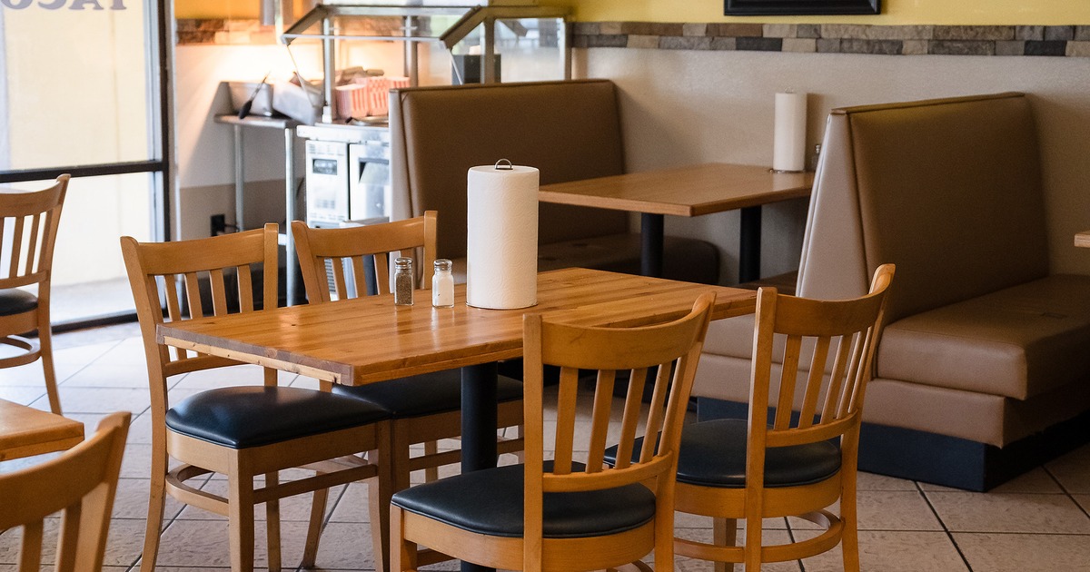 Dining table for four guests, close up
