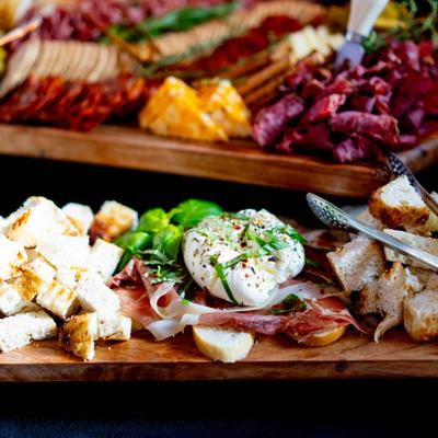 Artisan cheese board and charcuterie board.
