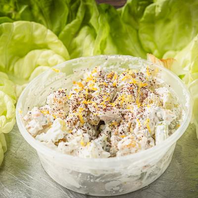 Lettuce Wraps with House smoked cold chicken salad and a side of hydro bib lettuce.