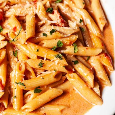 Pasta with sauce and spices