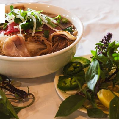Bowl of beef noodle soup.