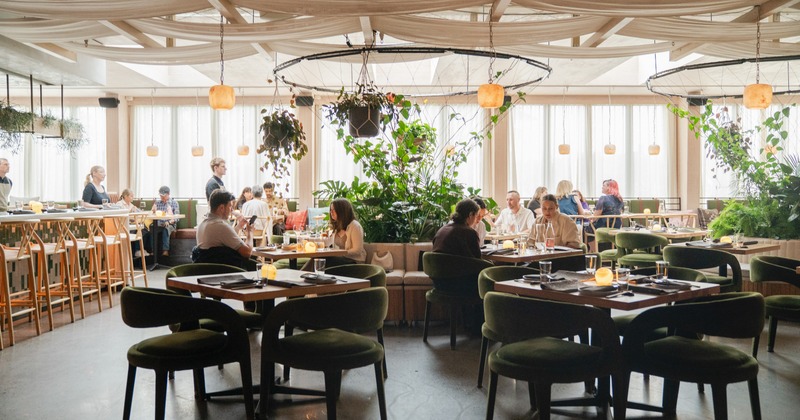 Interior, bright dining area