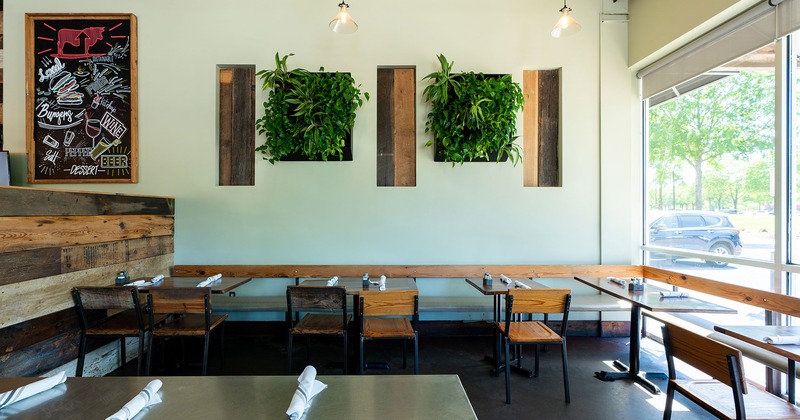 Interior, dining tables set up