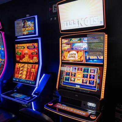 Two slot machines side by side.