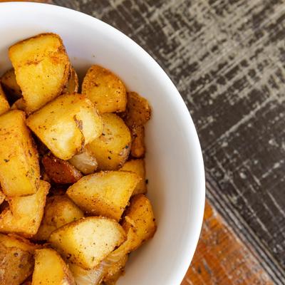 Bowl of Smothered Taters, top view.