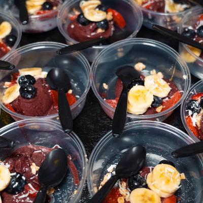 Acai Fruit Bowls, close up.