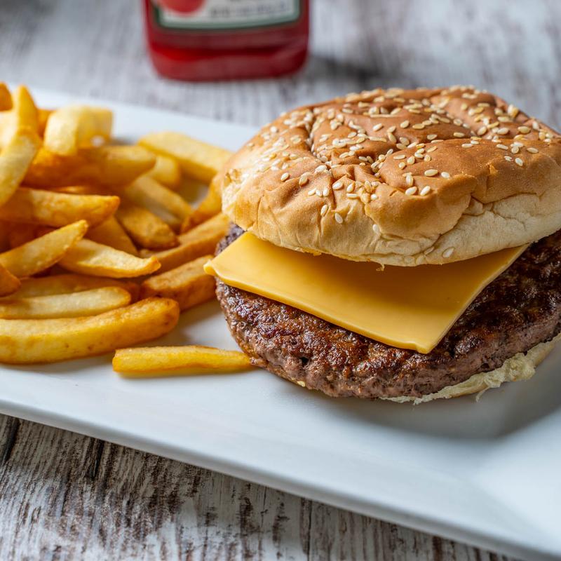Hamburger with French Fries photo