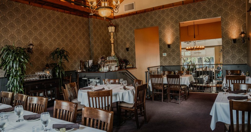 Interior, tables and chairs