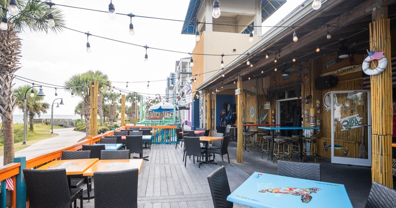 Exterior, patio, tables and chairs