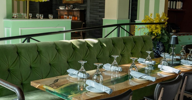 Interior, table ready for guests