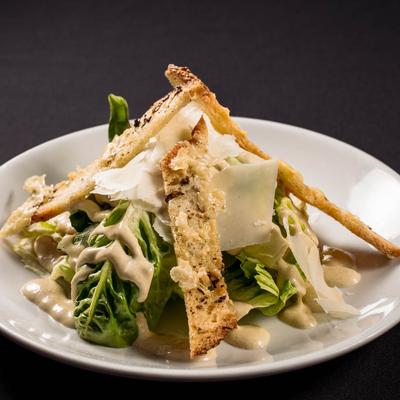 A served Caesar salad.