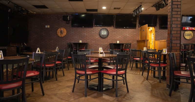 Interior, dining tables with chairs