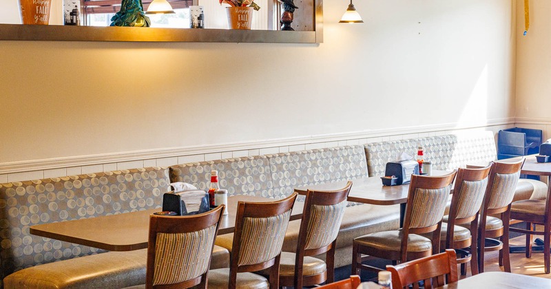 Interior, banquette seating area