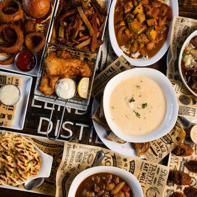 Assorted food dishes.