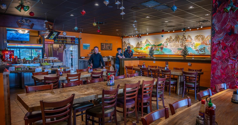 Interior, guest tables and chairs