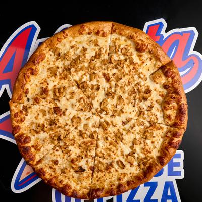 Lemon Pepper Chicken pizza, overhead view.