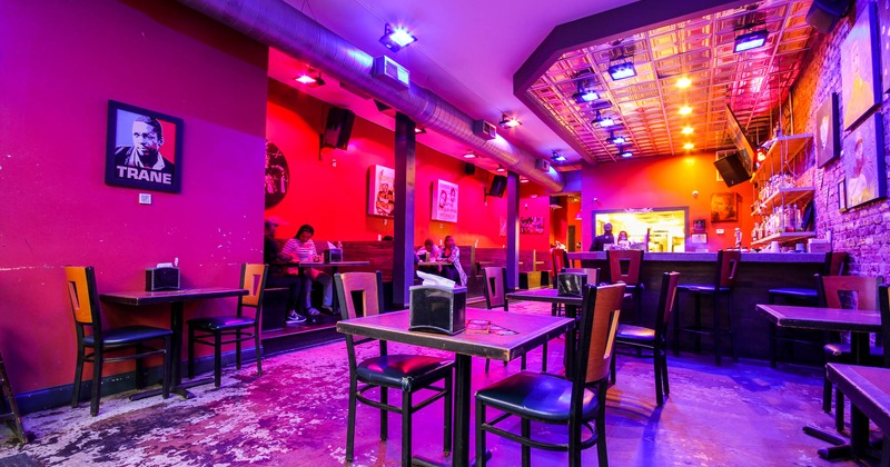 Interior, dining tables and bar area