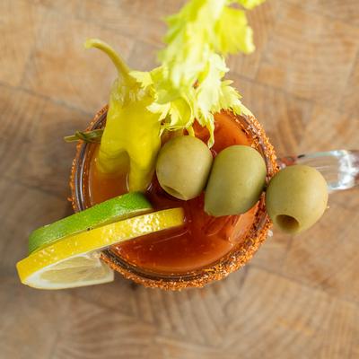 Mango Habanero Bloody Mary cocktail, top view