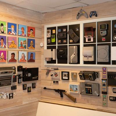 A wall with retro consoles