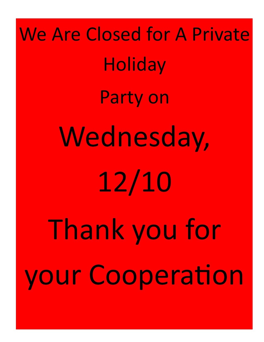 Closed for a Private Function event photo