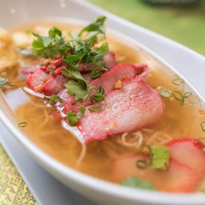 Egg noodle and pork soup.