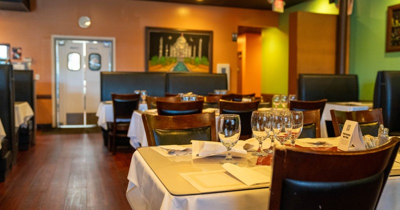 Cozy restaurant interior with wooden floors
