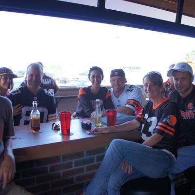 People hanging at the outside bar