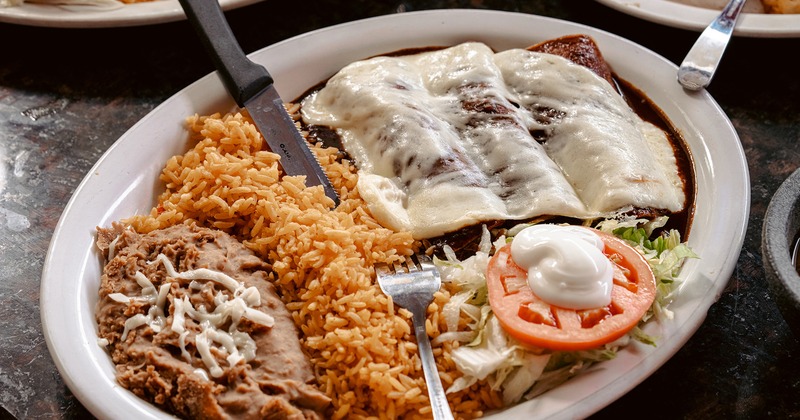 Enchiladas plate, served